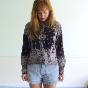 VINTAGE Blue Bandana Button Up Shirt